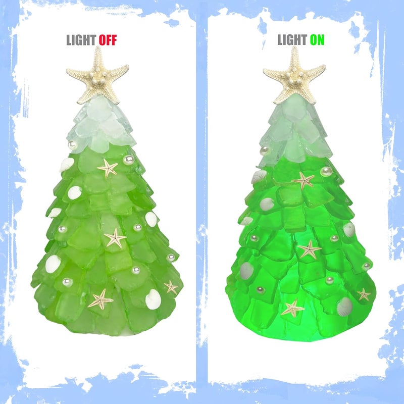 WECKLOM Christmas Tree DIY Kit Sea Glass Pieces for DIY Crafts Christmas Craft DIY Christmas Tree Lights Lamp Christmas Ornament Crafts (Green + White) - Image 3